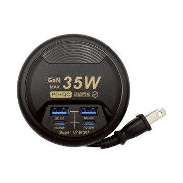 Palladium帕拉丁 PD 35W QC3.0 超級閃充USB電源供應器-黑色 UB-26