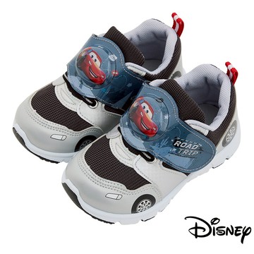 【迪士尼童鞋】造型電燈異材質拼接魔鬼氈休閒鞋-銀黑(閃電麥坤)