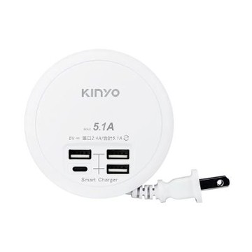 【KINYO】4USB收納智慧快充分接器 (GIU-400)