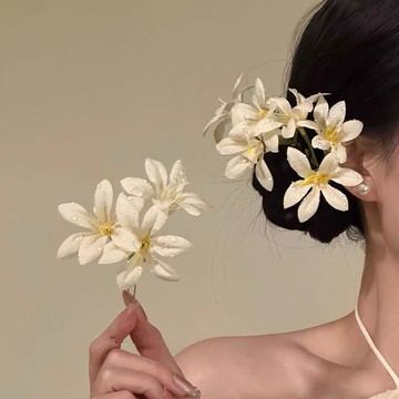 💗小紅書推薦💗杏花微雨~2026春夏新款氛圍感花朵女旗袍配飾髮釵髮飾旅遊海邊💗桃園出貨
