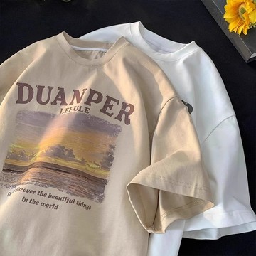 現貨！美式復古短袖 24g純棉t恤 男生衣服 oversize短tee 女生上衣 夏季新款 吸汗透氣運動衣 加大碼T恤