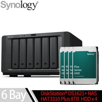 Synology群暉科技 DS1621+ NAS 搭 HAT3310 Plus系列 8TB NAS碟 x 4