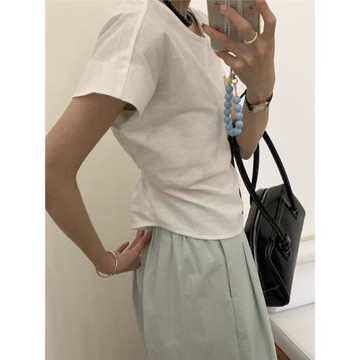 LOVELY 設計感后背鏤空小衫女2024夏季新款韓版圓領純色百搭上衣