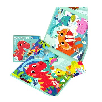 【JarMelo 原創美玩】磁性摺疊拼圖書-夜光恐龍時代