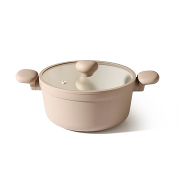 SENSARTE JP-SA-TG6024 24cm 不沾雙耳桌上鍋 陶瓷不沾塗層 附鍋蓋 陶瓷 米色