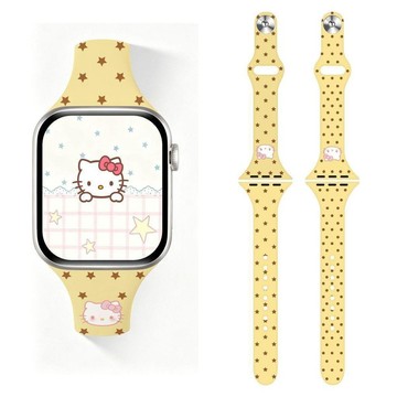 適用watch s10/11錶帶watch9/8/7/6/5/4/3/2/1代小蠻腰軟糯奶黃KT