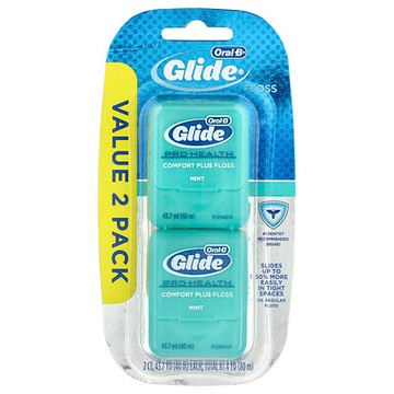 Oral-B, Glide，Pro-Health，舒適牙線，薄荷，2 包，每包 43.7 碼（40 米）