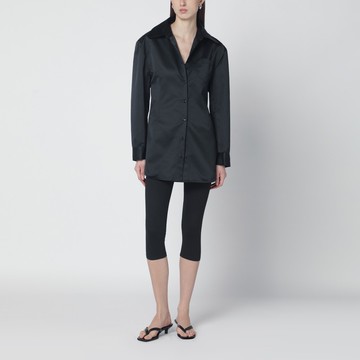 Black satin shirt dress