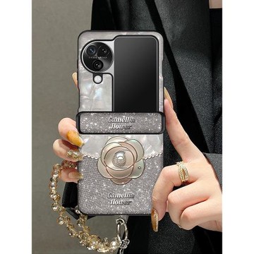 若瑾適用閃鉆山茶花oppofindn3flip手機殼折疊新款findn2flip中軸保護套防摔find3flip女網紅高級filp時尚小