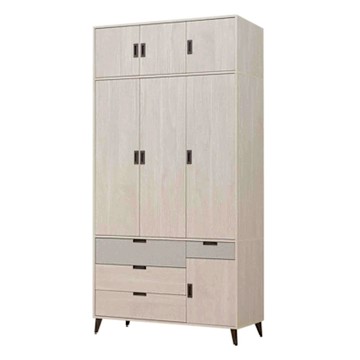文創集 達斯卡3.9尺七門四抽加高衣櫃組合-118x54x238cm免組