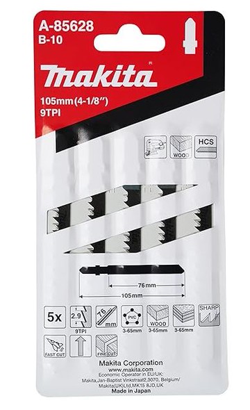 MAKITA 牧田  線鋸片 A-85628 B-10 5片 高碳鋼 切割 平整 適用 木材 木料 日本製 木工 層板
