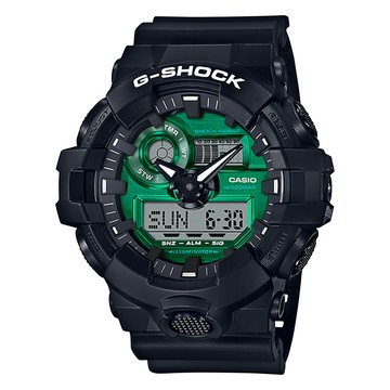 CASIO 卡西歐 G-SHOCK 手錶  57.5 x 53.4 x 18.4mm  GA-700MG-1A 黑色 + 綠色  1支