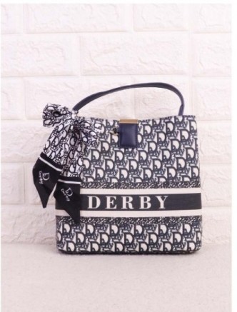 ~雪黛屋~Derby 手提水桶包防水緹花布三層主袋中容量附零錢包長背帶DW6416