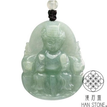 【漢石齋】天然翡翠A貨 媽祖玉佩吊墜 細糯種(34*43*11mm)