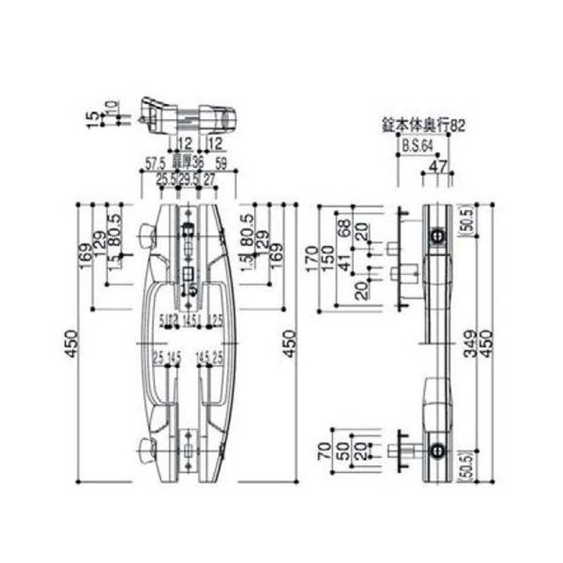 プッシュプルグリップ(内ハンドル・サムターン)(HH-J-0698) バーハンドル 玄関ドア用ハンドル 押し型ハンドル 棒ハンドル グリップハンドル  LINEショッピング