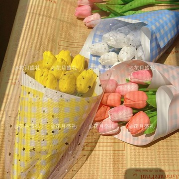 台灣發貨 畢業季ins仿真花鬱金香花束 畢業禮物手捧花 拍照道具 送禮藝術彩紙 婚禮佈置 永生花 母親節送禮 情人節花束
