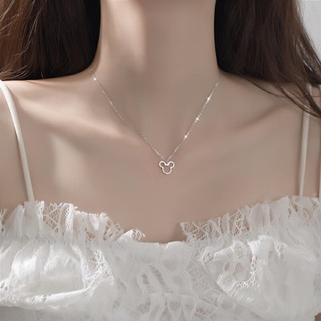 個性米奇S925銀項鏈2022年新款女ins冷淡風氣質配飾閨蜜鎖骨鏈女