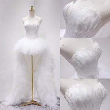 時尚白色前短后長新娘晚禮服森系旅拍短婚紗表演走秀主持派對晚裝