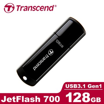 Transcend 創見 128G JetFlash 700 USB3.1 黑色高速隨身碟 原廠公司貨