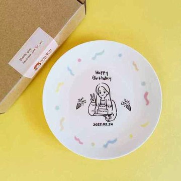 客自畫｜生日壽星頭像_磨砂杯/點心盤_附贈手機桌布