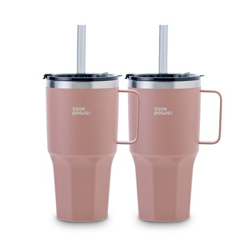 CookPower 尊榮精品316超真空冰熱超霸杯950ml(乾燥玫瑰2入)