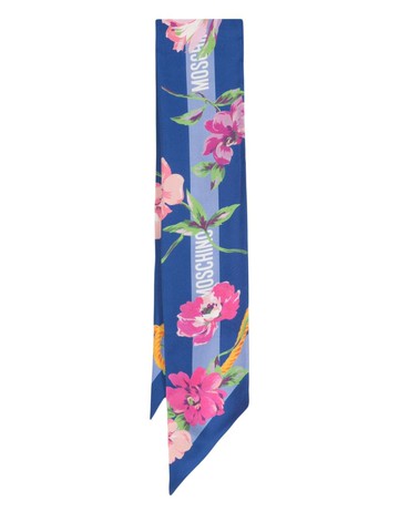 Moschino - logo-jacquard silk scarf - unisex - Silk - One Size - Blue