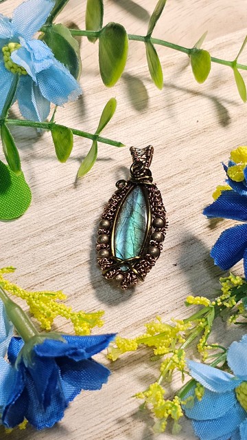 【葉綠𨥤手作】翠澤幽光 /金屬線編織/節日/禮物/項鍊/手作/禮物