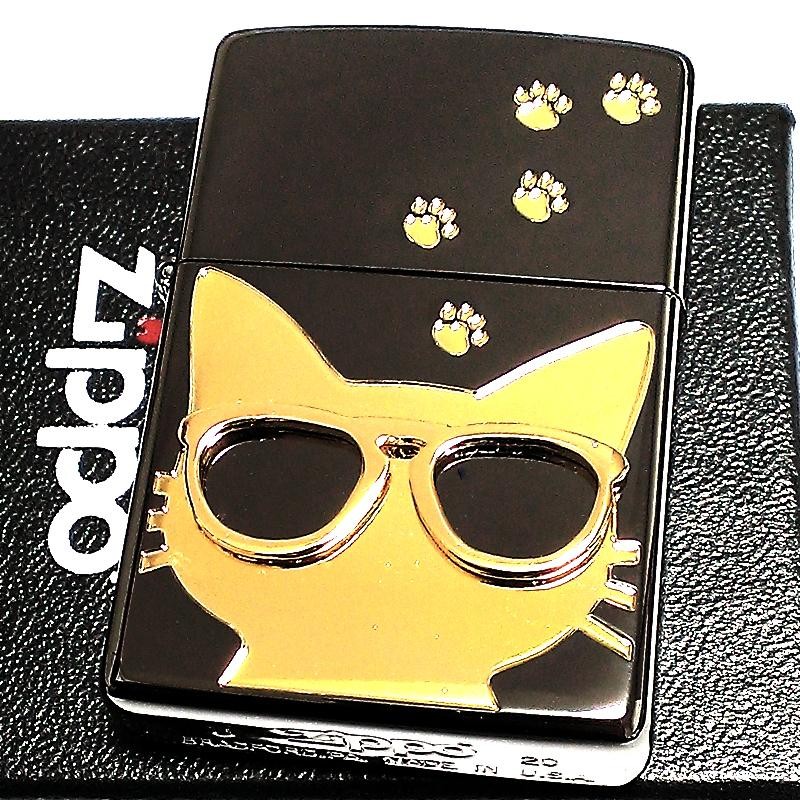 ZIPPO 猫 ライター サングラス 可愛い ジッポ ネコ ユニーク 足跡