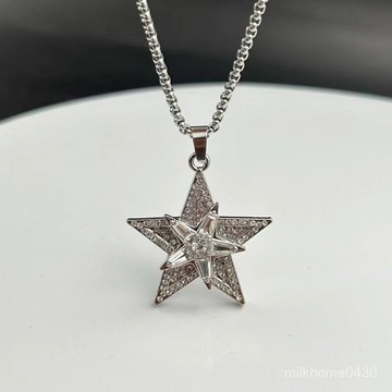 💛限時下殺💛新款旋轉五角星項鏈星星閤金個性吊墜歐美街頭時尚輕奢小衆設計