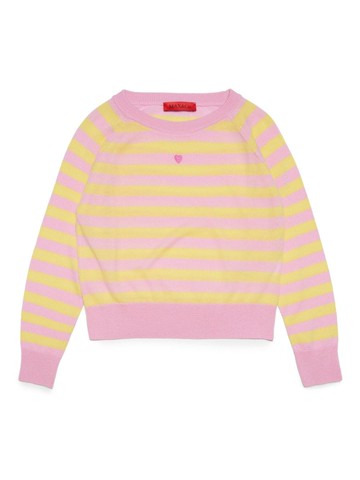 MAX&Co. Kids - heart-detail striped jumper - kids - Wool - 10 yrs - Pink