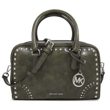 MICHAEL KORS THOMPSON大圓標LOGO鉚釘妝點復古皮革SATCHEL兩用包(橄欖綠)