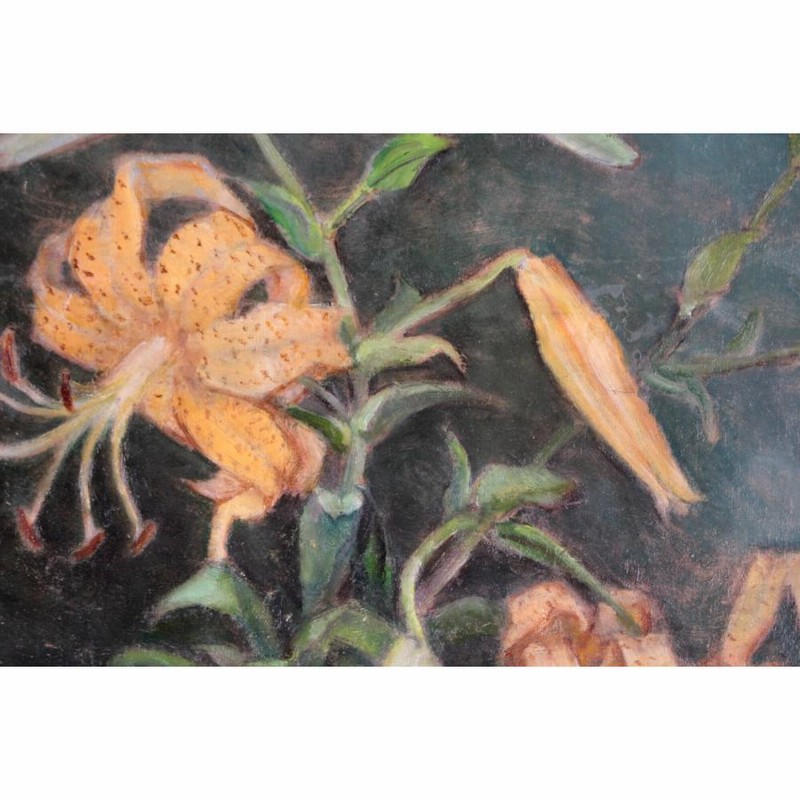 中根孝治 「花瓶と百合」 油絵・油彩画 絵画 - 北海道画廊