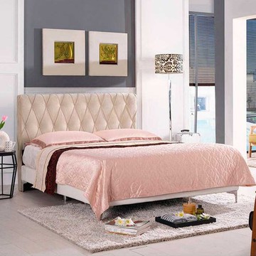 法莉嘉6尺雙人床(米黃布)