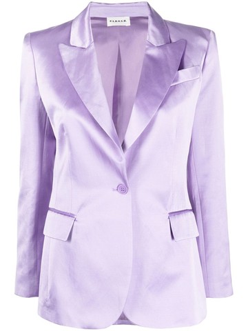 P.A.R.O.S.H. - satin-finish single-breasted blazer - women - Linen/Flax/Viscose/Cotton/Acrylic/Viscose - XS - Purple