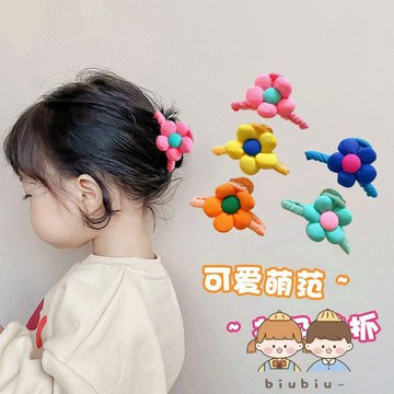 🎀biubiu童裝🎀甜美可愛兒童花朵小抓夾韓國女孩抓發夾不傷發寶寶后腦勺發夾頭飾