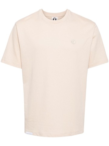 AAPE BY *A BATHING APE® - logo-embroidered cotton T-shirt - men - Cotton - L - Neutrals
