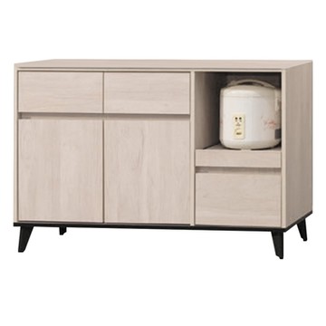 文創集 白布加4尺二門拉盤三抽低餐櫃(六色可選)-121x40x81.8cm免組