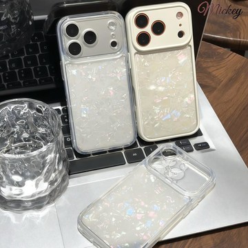 秒變大視窗適用蘋果17promax手機殼簡約貝殼紋iPhone16創意個性款