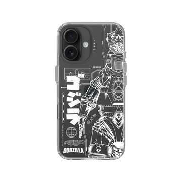 iPhone 16 Clear Case（相機按鈕） 透明 - 哥吉拉 Godzilla - 機械哥吉拉(白)