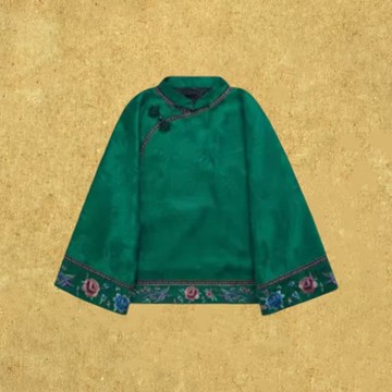 【玉絡】新中式復古/桑蠶絲香云紗立領斜襟刺繡花上衣