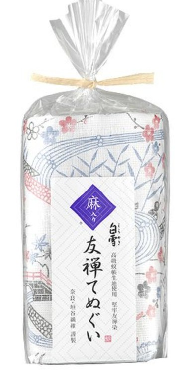 京友禪染汗巾 / 琉球紅型 白色