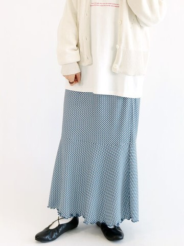 細格紋滾邊設計魚尾長裙(FF21L0L0380) - ehka sopo