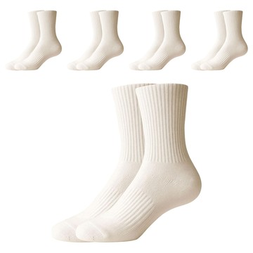 Dadoori 女款 雙層緩衝中筒運動襪  210~245mm  白色  5雙