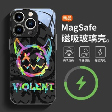惡魔塗鴉適用於蘋果17Promax手機殼iPhone16plus防摔15promax磁吸14pro玻璃殼13創意12