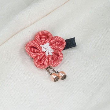 紅白點,白條紋,小梅,瀏海夾,小側夾,2入