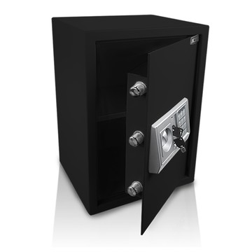 【守護者保險箱】3門閂 保險箱 收納箱 電子 防盜 50EA-3黑色