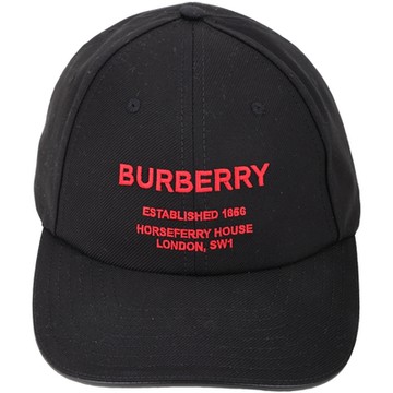 BURBERRY 巴寶莉  Horseferry 刺繡字母棉質棒球帽(黑色)