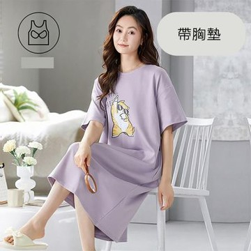 [韓國K.W.]韓國空運粉嫩迷情莫代爾洋裝(居家服/家居服/睡衣/睡裙/涼感睡衣)Y2355
