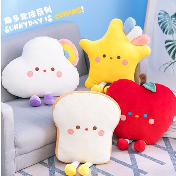 吐司面包毛絨玩具抱枕蘋果公仔靠墊布娃娃玩偶星星靠枕可愛軟萌