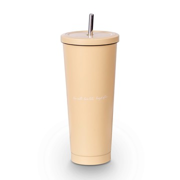 Hiromimi - 不鏽鋼內瓷吸管杯大容量750ml-香草奶昔-750ml